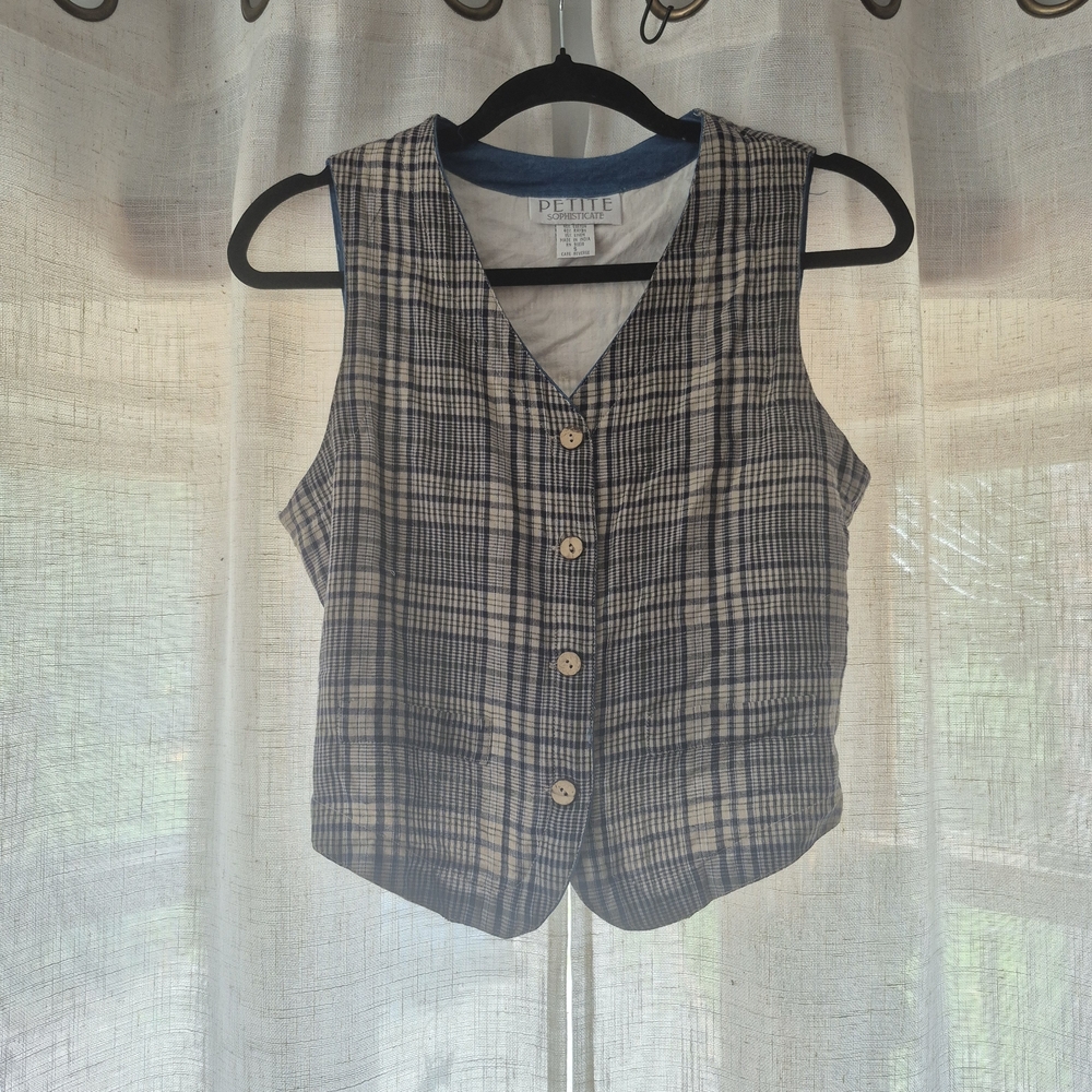 Petite Sophisticate Blue and White Button Down Shirt